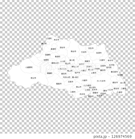埼玉県と市町村の白地図 126974569