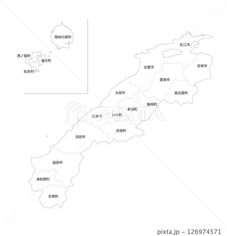 島根県と市町村の白地図 126974571