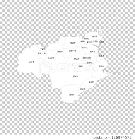 德島縣及市町村空白地圖 德島縣及市町村空白地圖 126974573
