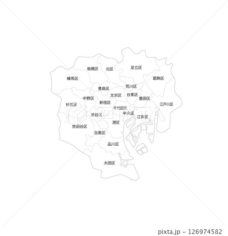 東京23区の白地図 東京23区の白地図 126974582