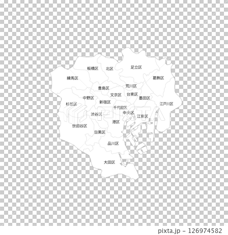 東京23区の白地図 東京23区の白地図 126974582