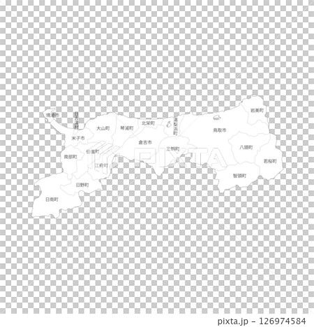 鳥取県と市町村の白地図 126974584