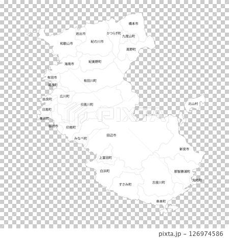 和歌山県と市町村の白地図 126974586