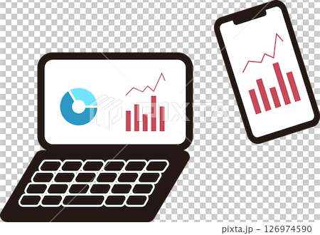 シンプルなパソコンとスマホのイラスト素材セット 126974590