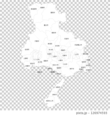 兵庫県と市町村の白地図 126974593