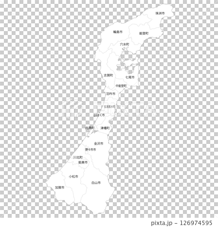 石川縣及市町村空白地圖 126974595