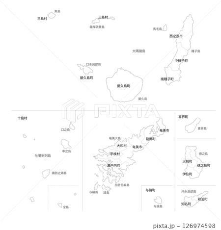 鹿児島県の離島の白地図 鹿児島県の離島の白地図 126974598