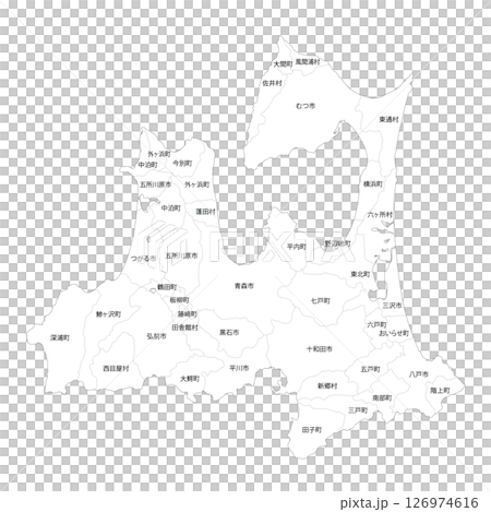 青森県と市町村の白地図 126974616