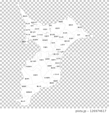 千葉県と市町村の白地図 126974617