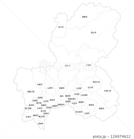 岐阜県と市町村の白地図 126974622