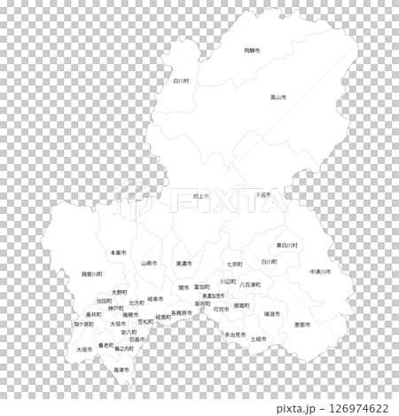 岐阜県と市町村の白地図 126974622