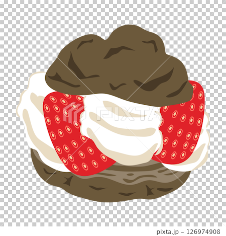 巧克力脆皮奶油泡芙,內含草莓 巧克力脆皮奶油泡芙,內含草莓 126974908