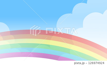 空と虹　背景　さわやか　明るい　夏　ベクター　イラスト　BG 126974924