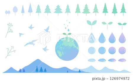 エコロジーイメージのイラストセット　自然　地球 126974972