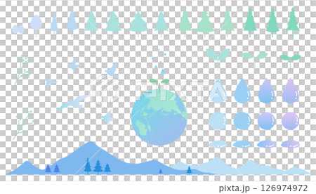 エコロジーイメージのイラストセット　自然　地球 126974972