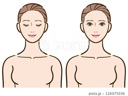 デコルテ・上半身　正面女性イラストセット 126975036
