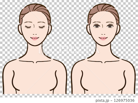 デコルテ・上半身　正面女性イラストセット 126975036