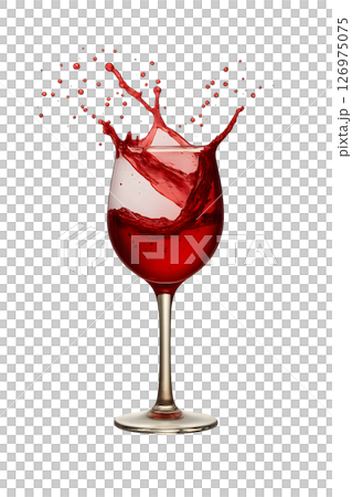一杯紅酒濺出,剪下背景 一杯紅酒濺出,剪下背景 126975075