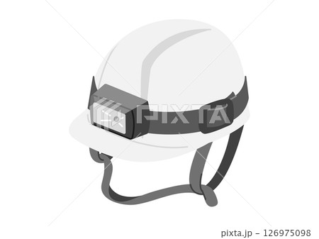 ヘッドライト付きの防災ヘルメットのイラスト 126975098