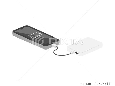 充電中のモバイルバッテリーのイラスト　0% 126975111