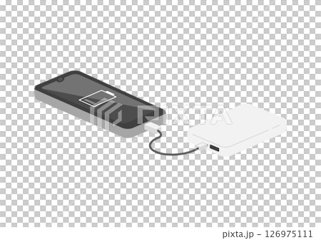 充電中のモバイルバッテリーのイラスト　0% 126975111