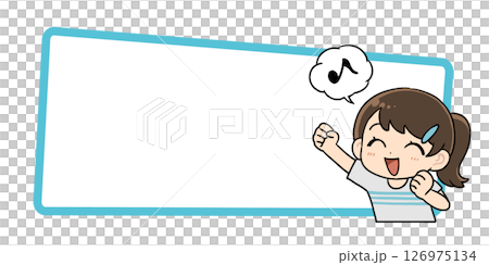 Illustration of a happy girl with frame Illustration of a happy girl with frame 126975134