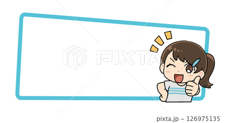 いいねをする女の子のイラスト フレーム付 いいねをする女の子のイラスト フレーム付 126975135