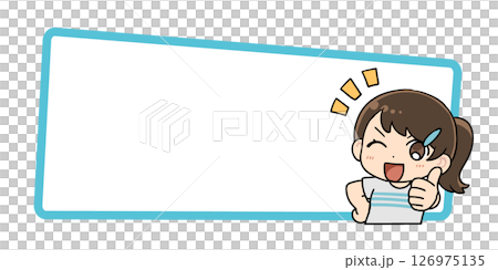 Illustration of a girl giving a thumbs up (framed) Illustration of a girl giving a thumbs up (framed) 126975135
