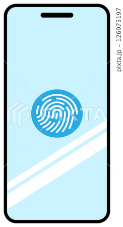 シンプルなデジタル指紋認証のスマホイラスト アイコン 水色 126975197