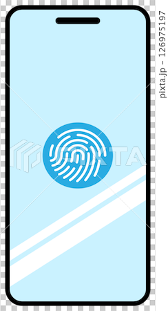シンプルなデジタル指紋認証のスマホイラスト アイコン 水色 126975197