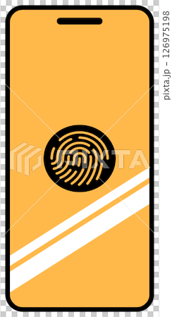 Simple digital fingerprint authentication smartphone illustration icon orange Simple digital fingerprint authentication smartphone illustration icon orange 126975198