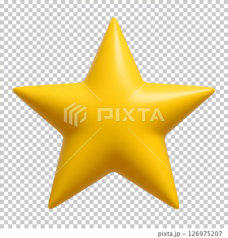 真正面から見た尖った黄色い星、切り抜き背景 真正面から見た尖った黄色い星、切り抜き背景 126975207