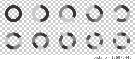 中心有孔的圓餅圖、等分、分割、形狀、集合、向量、黑色 中心有孔的圓餅圖、等分、分割、形狀、集合、向量、黑色 126975446