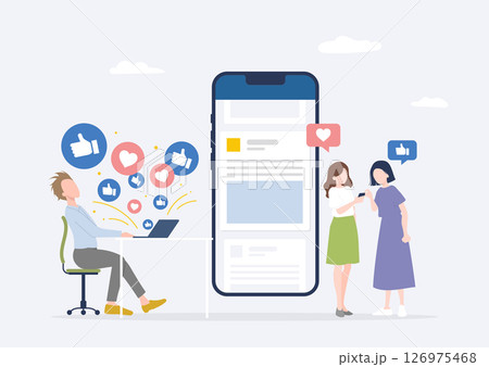 SNSへの投稿記事が若者の間でバズって驚くビジネスマン男性 SNSへの投稿記事が若者の間でバズって驚くビジネスマン男性 126975468