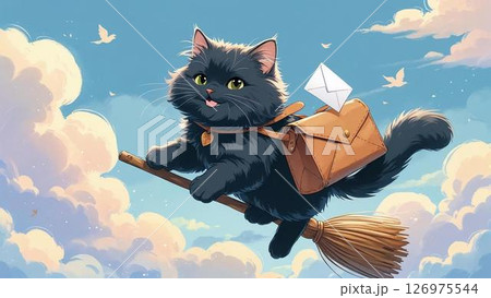 空飛ぶ猫の郵便屋さん - 魔法のホウキで配達中! 空飛ぶ猫の郵便屋さん - 魔法のホウキで配達中! 126975544