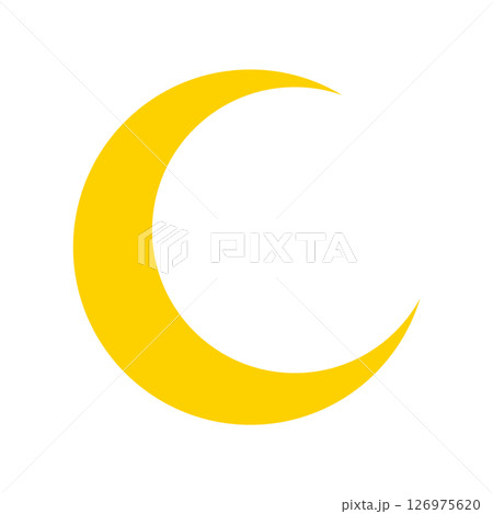 月 アイコン 単体 ベクター 黄色 月 アイコン 単体 ベクター 黄色 126975620
