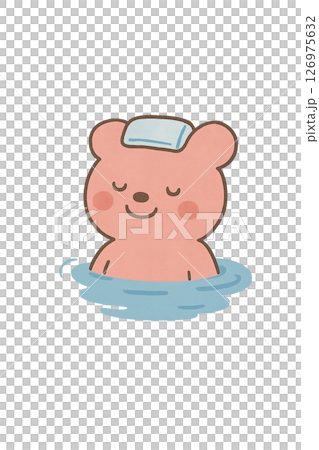 お風呂でリラックスするくまのキャラクター 126975632