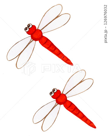 手描き水彩の赤とんぼのイラスト 126976032