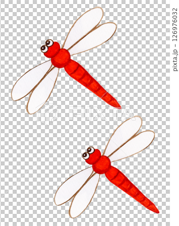 手描き水彩の赤とんぼのイラスト 126976032