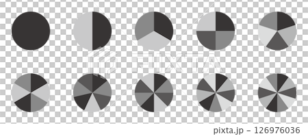 Pie chart, equal division, divided figures, collection, vector, black Pie chart, equal division, divided figures, collection, vector, black 126976036