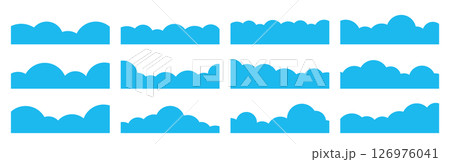 雲　仕切り　もこもこ　区切り　ベクター　セット　水色　deviders	 126976041