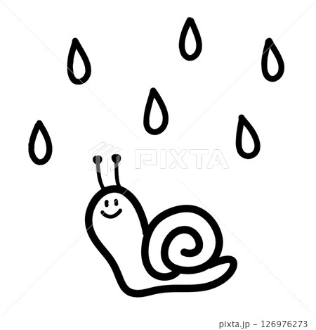 雨粒とかたつむりの手描きイラスト 雨粒とかたつむりの手描きイラスト 126976273