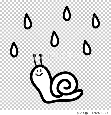 雨粒とかたつむりの手描きイラスト 雨粒とかたつむりの手描きイラスト 126976273