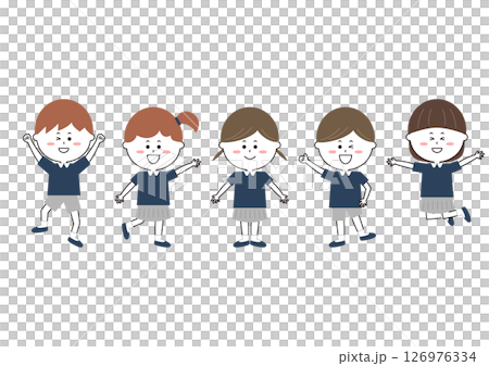 Illustration of smiling children in uniform Illustration of smiling children in uniform 126976334