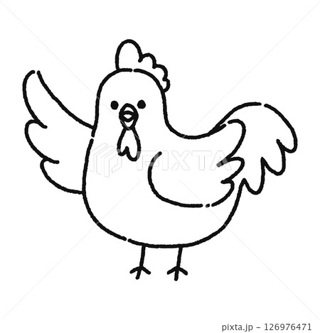 かわいいニワトリ 線画 かわいいニワトリ 線画 126976471