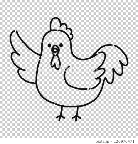 かわいいニワトリ 線画 かわいいニワトリ 線画 126976471