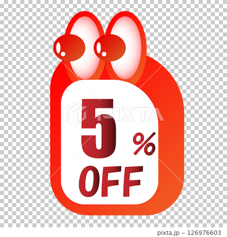5% OFF 促銷降價圖標，帶有驚訝表情 126976603