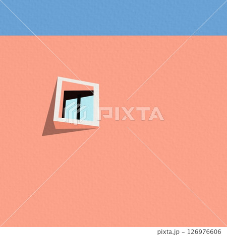Building with sky illustration minimal creative art	 126976606