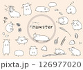 シンプル線画のハムスターセットベクター線 126977020