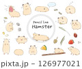 キンクマハムスターの鉛筆水彩風イラストセット 126977021